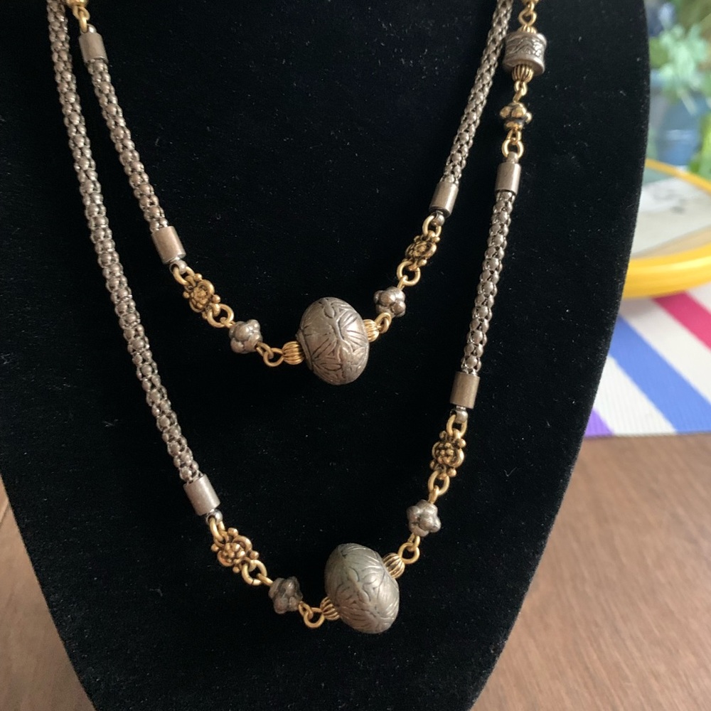 👑 Vintage gunmetal and gold toned chain necklace